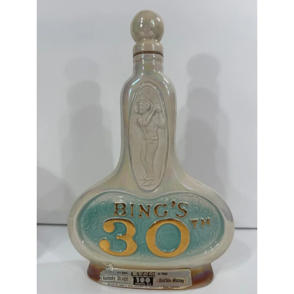 Vintage Jim Beam Bing Crosby Ntl Pro-Am Decanter Set 29th & 30th Regal China